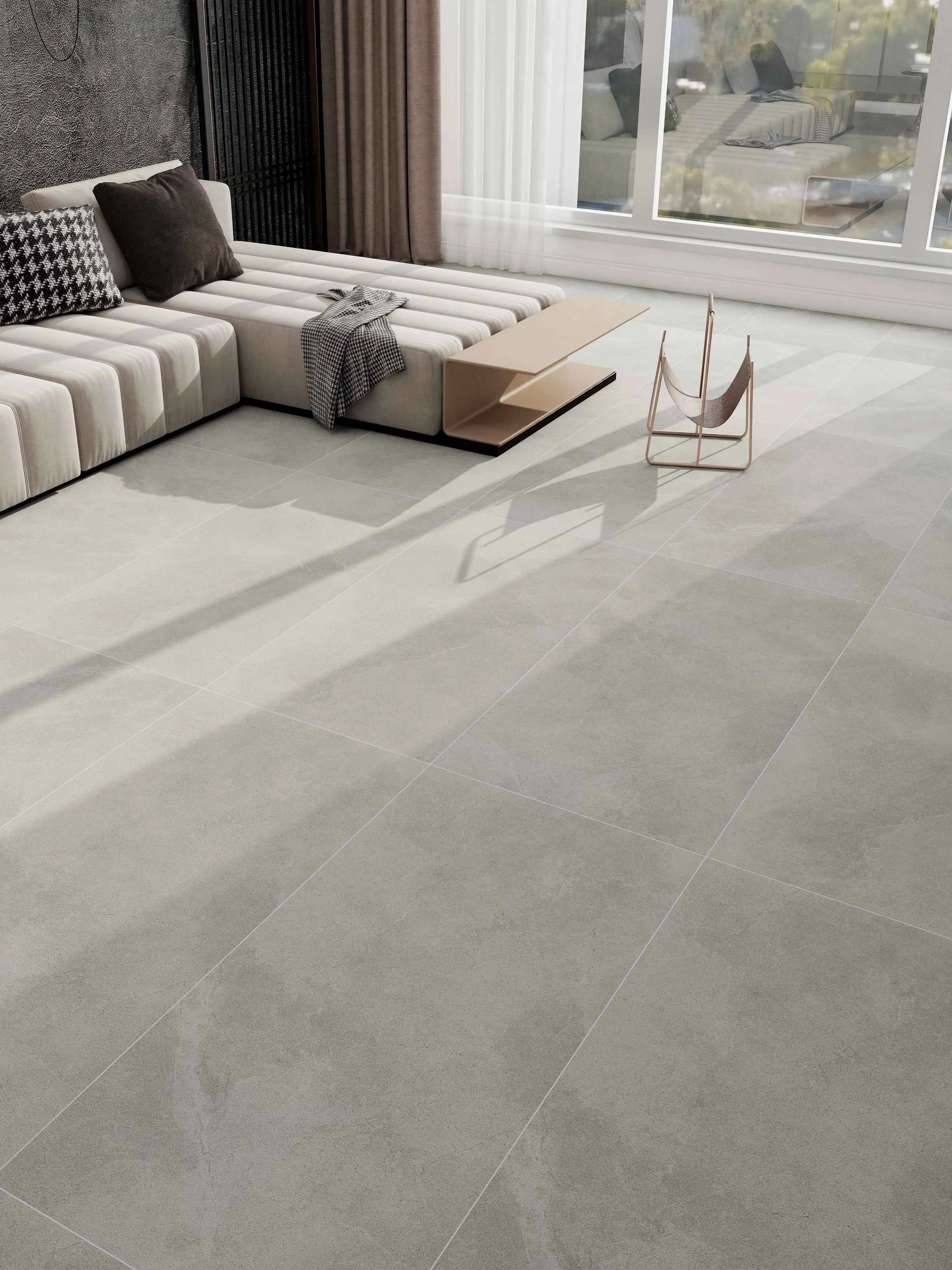 Light Grey Limestone-Look Porcelain Wall/Floor Tile