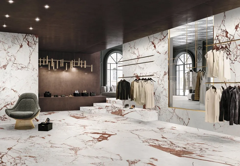 Rose White Breccia Marble-Look Porcelain Wall/Floor Tile