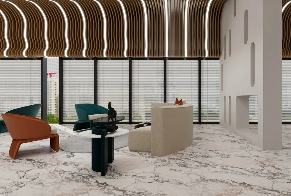 Blush Ivory Breccia Marble-Look Porcelain Wall/Floor Tile