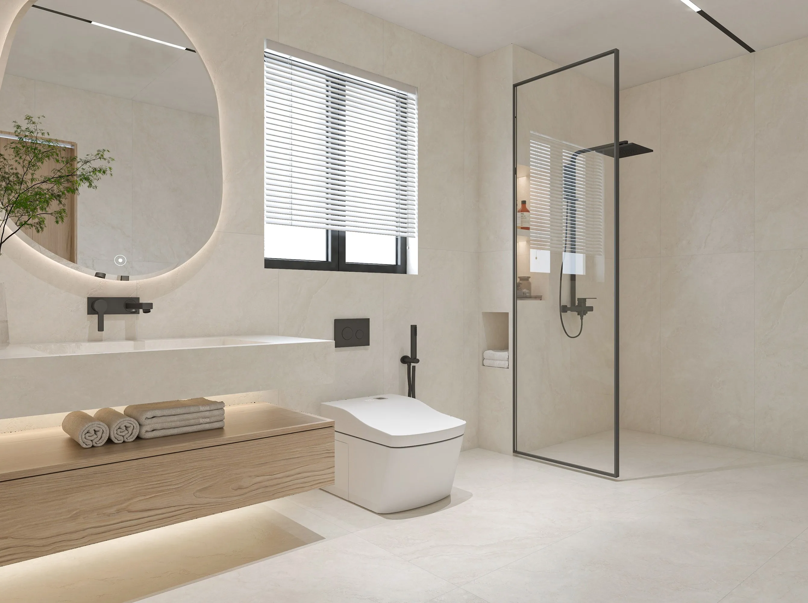 Soft Cream Beige Sandstone-Look Porcelain Wall/Floor Tile