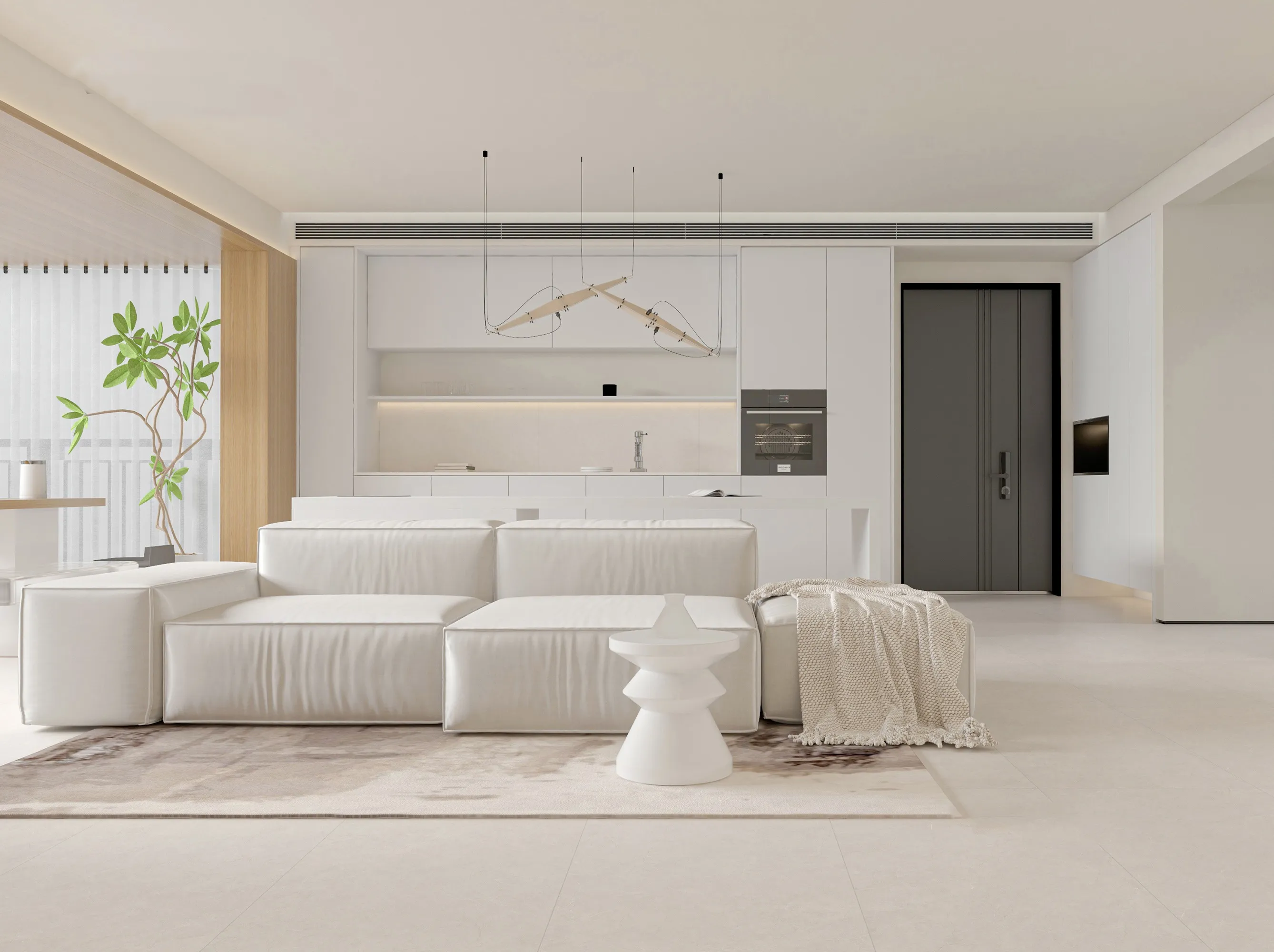 Warm Ivory Limestone-Inspired Cement-Stone-Look Porcelain Wall/Floor Tile