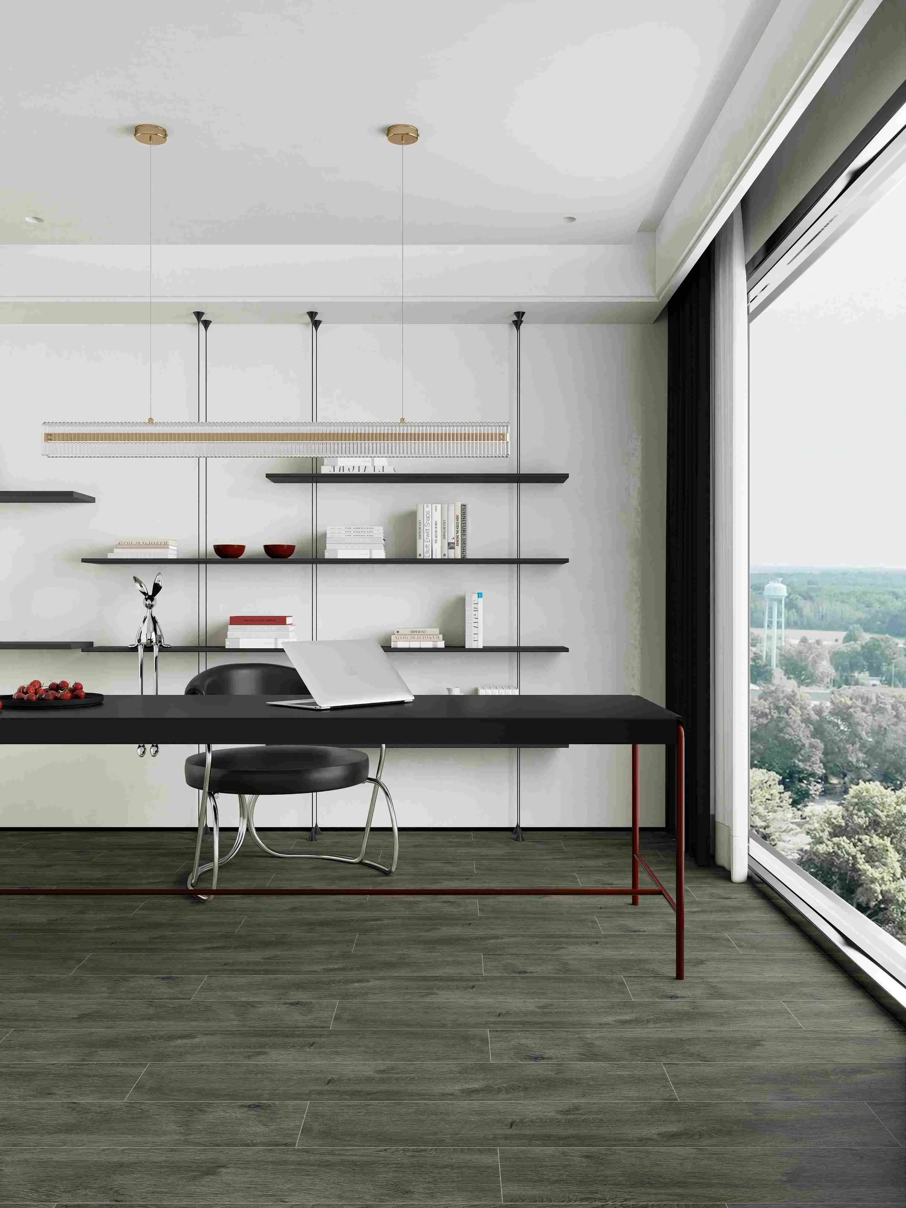 Espresso Brown Walnut Wood-Look Porcelain Tile for Wall and Floor