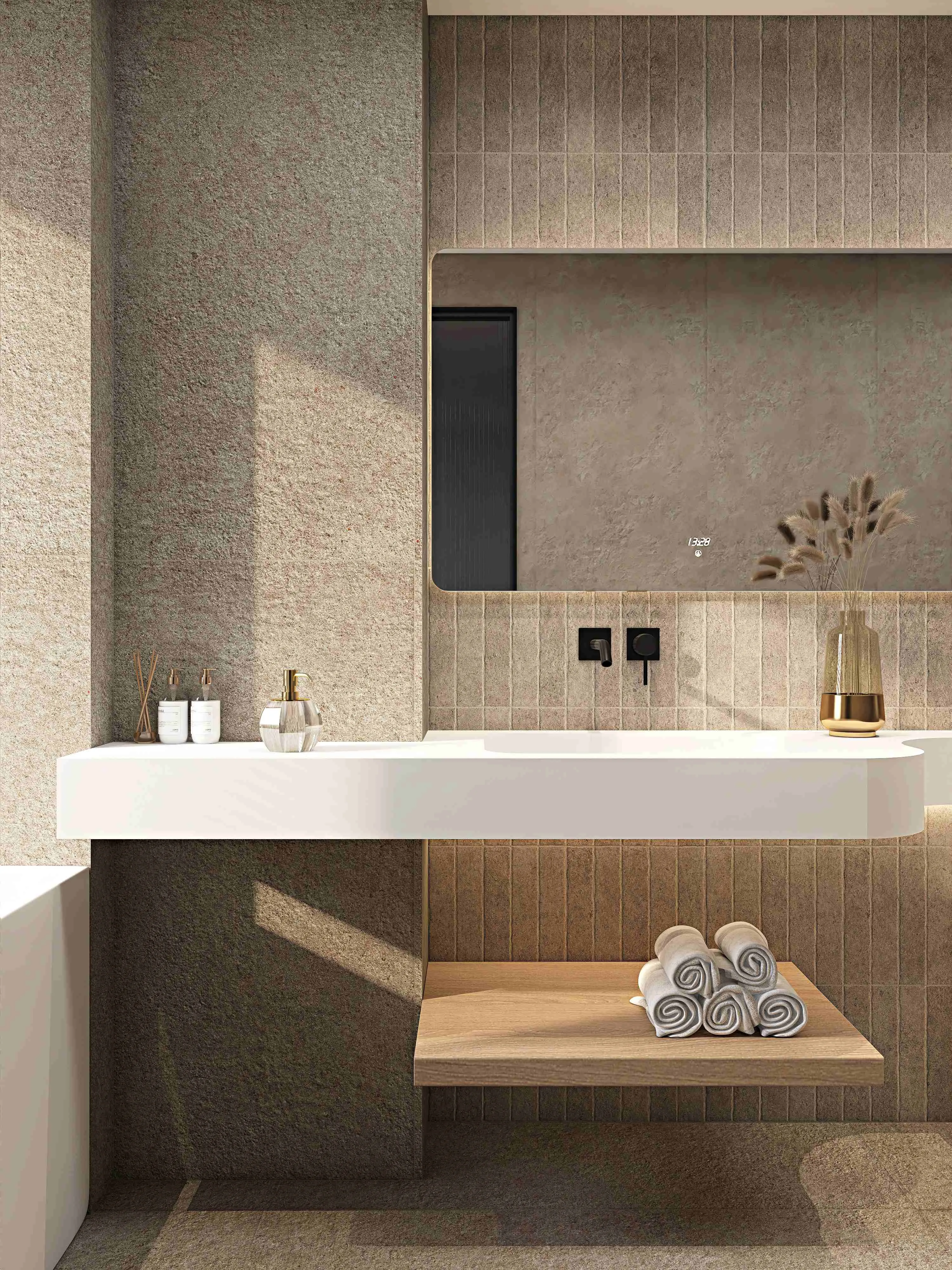 Dark Taupe Limestone Cement-Look Porcelain Wall/Floor Tile