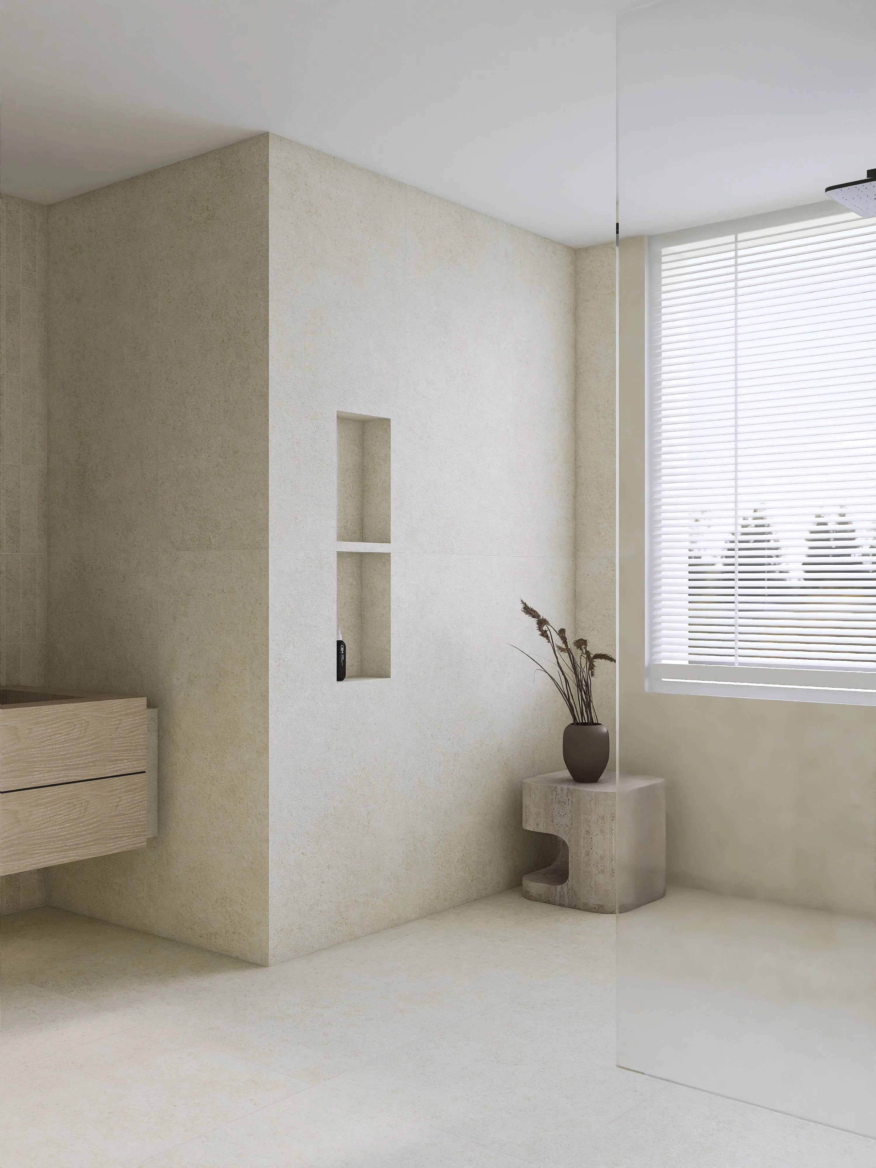 Light Greige Limestone Cement-Look Porcelain Wall/Floor Tile