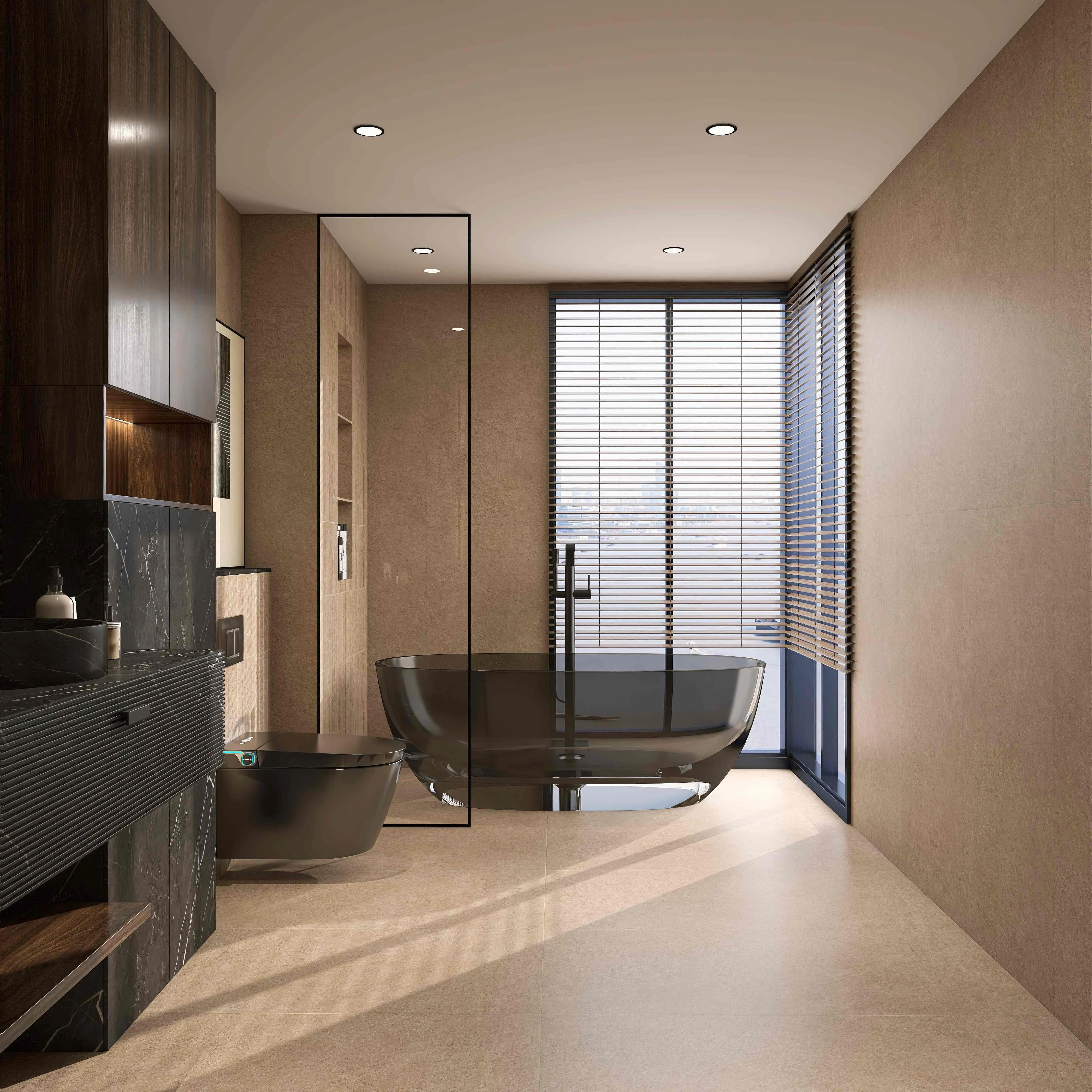 Warm Sandy Taupe Sandstone Cement-Look Porcelain Wall/Floor Tile