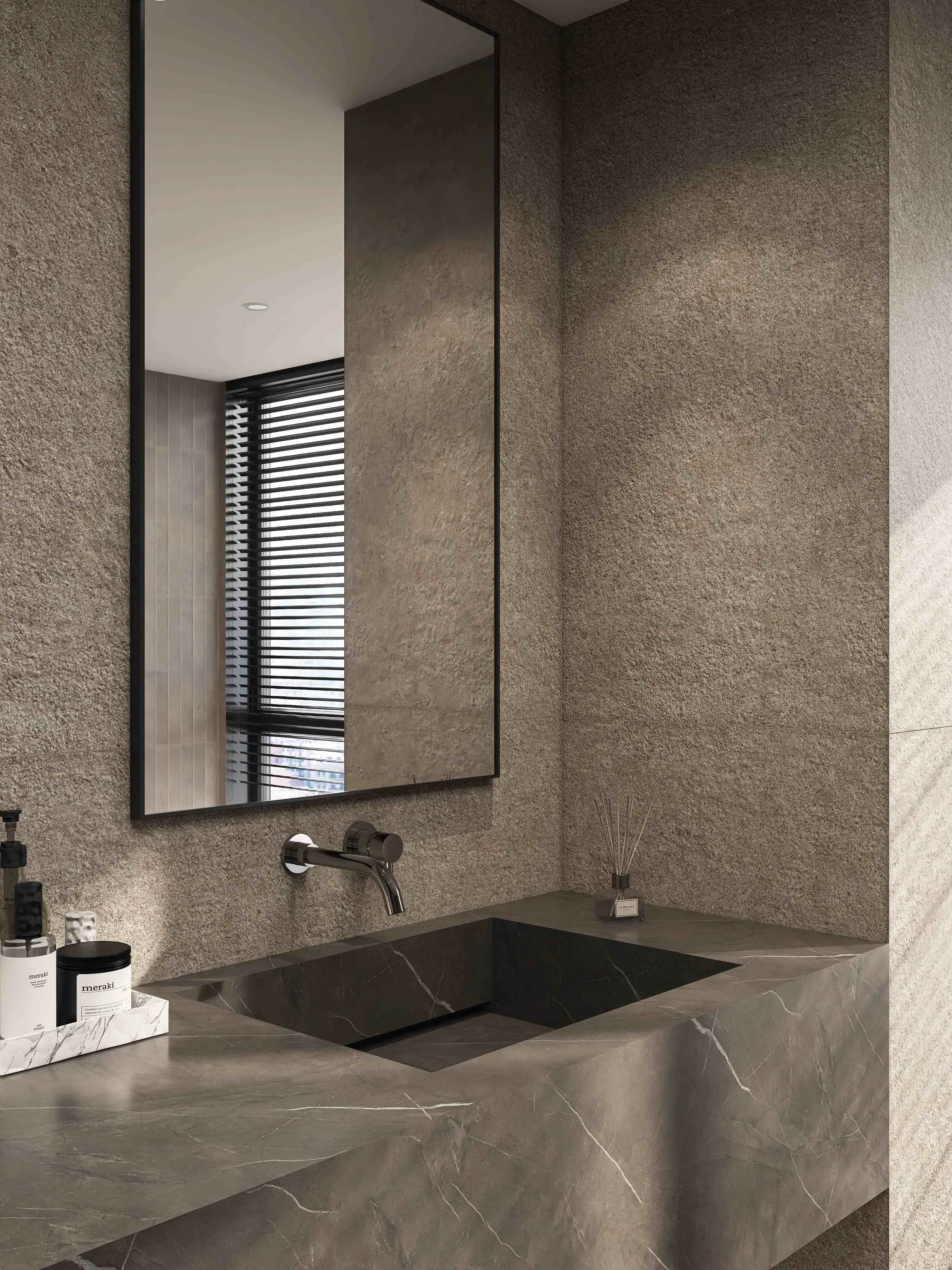 Warm Taupe Limestone Cement-Look Porcelain Wall/Floor Tile