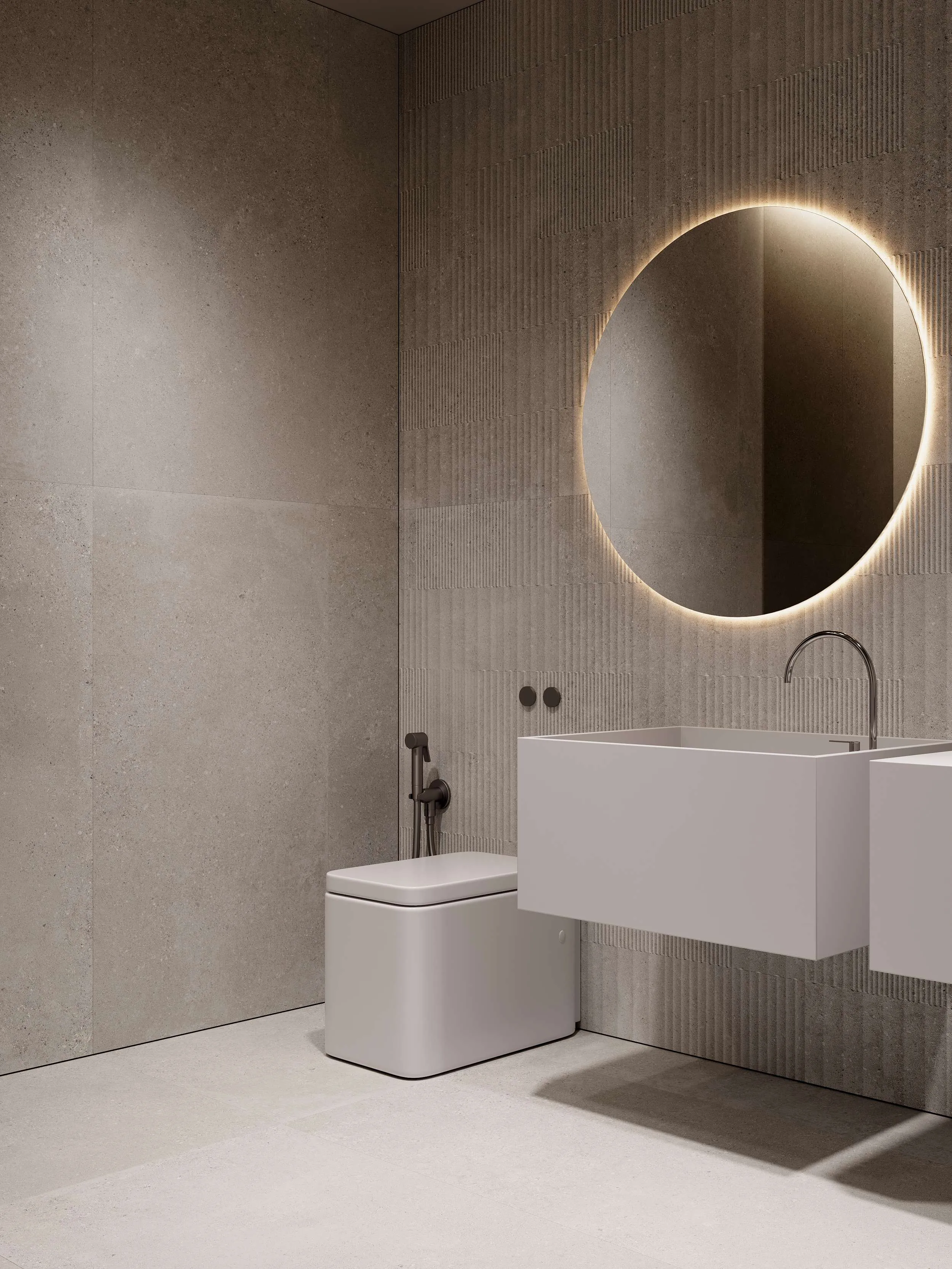 Light Warm Greige Limestone Cement-Look Porcelain Wall/Floor Tile