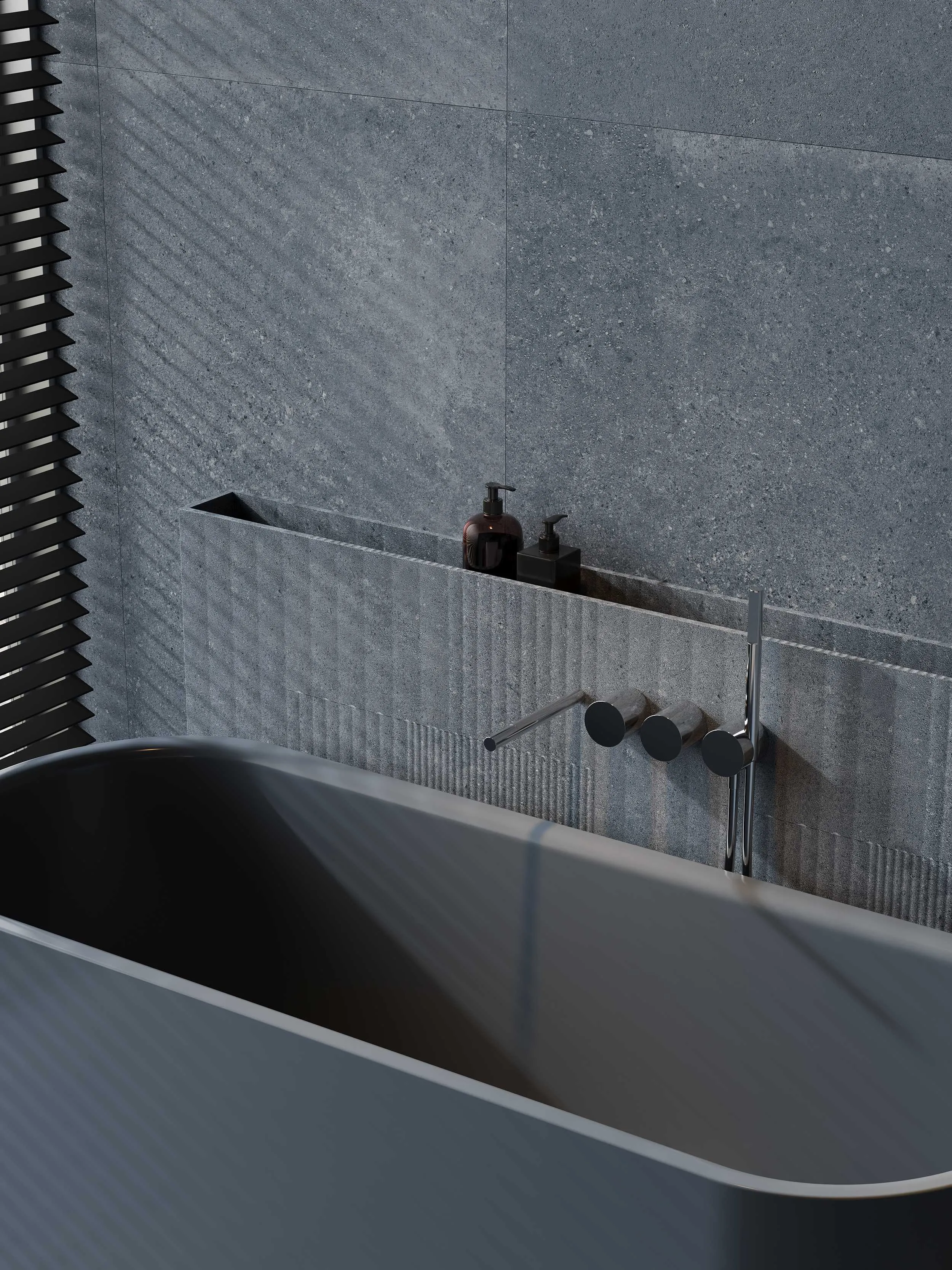 Deep Blue Grey Basalt Cement-Look Porcelain Wall/Floor Tile