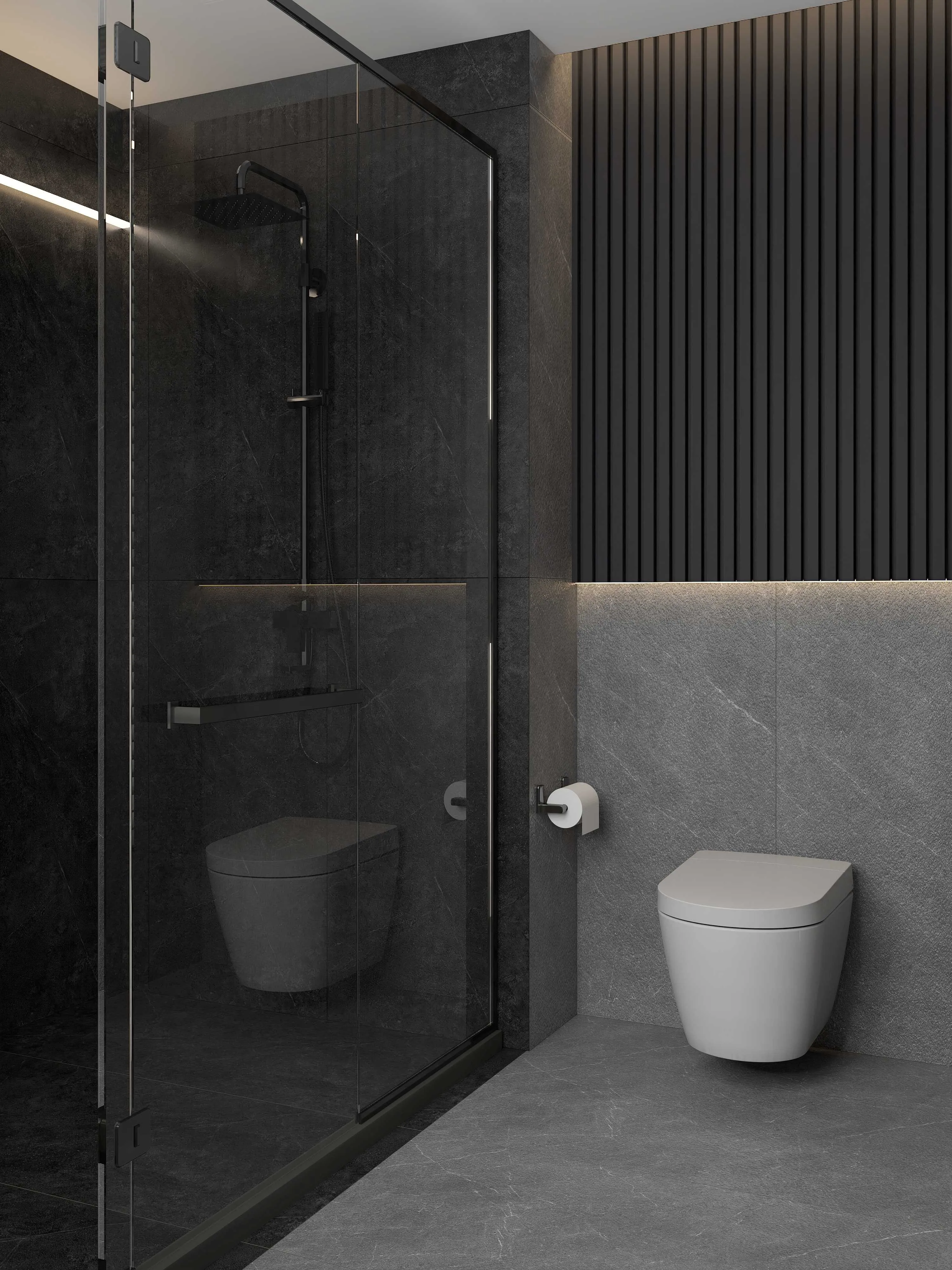 Dark Graphite Grey Sandstone-Look Porcelain Wall/Floor Tile