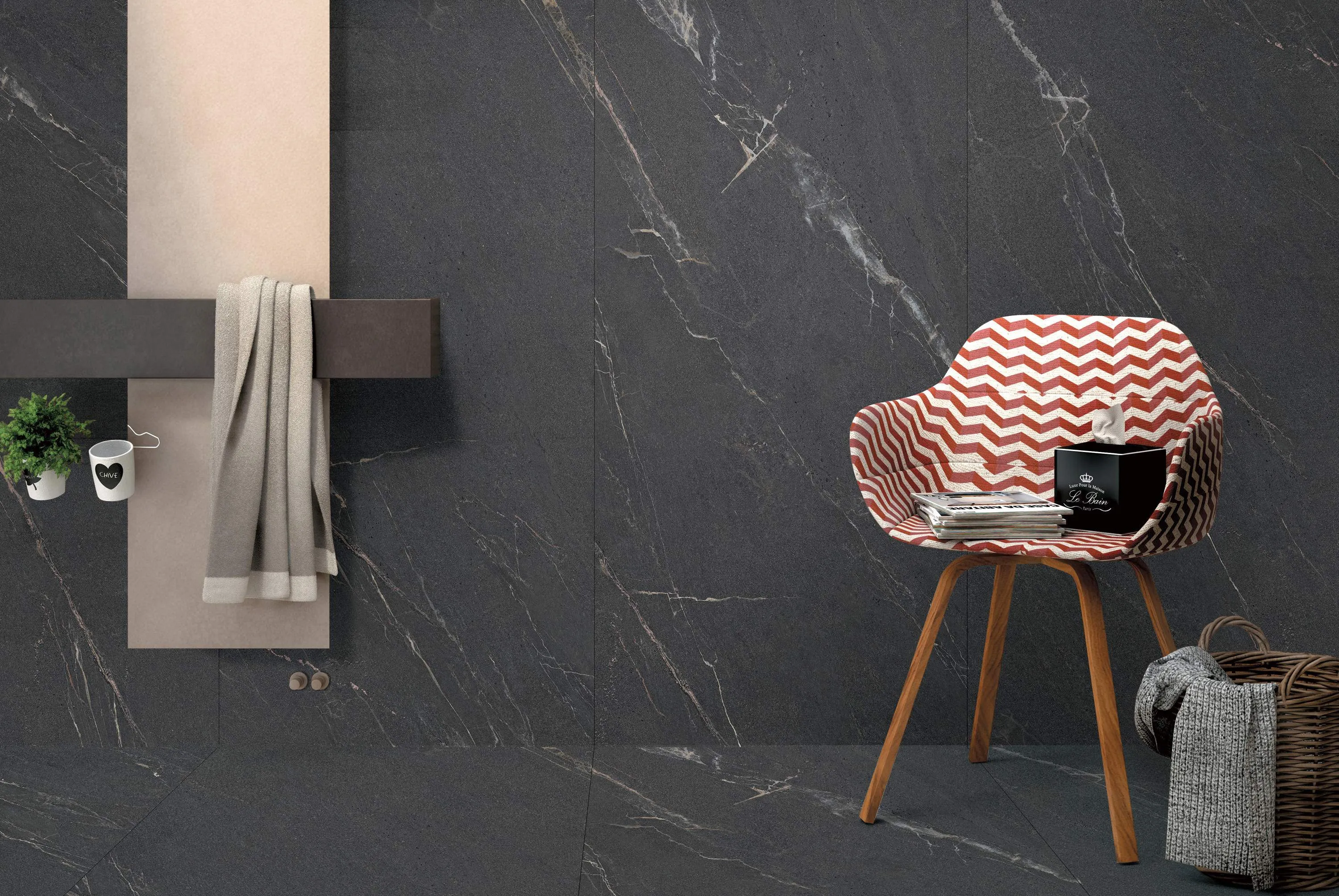 Charcoal Grey Sandstone-Look Porcelain Wall/Floor Tile