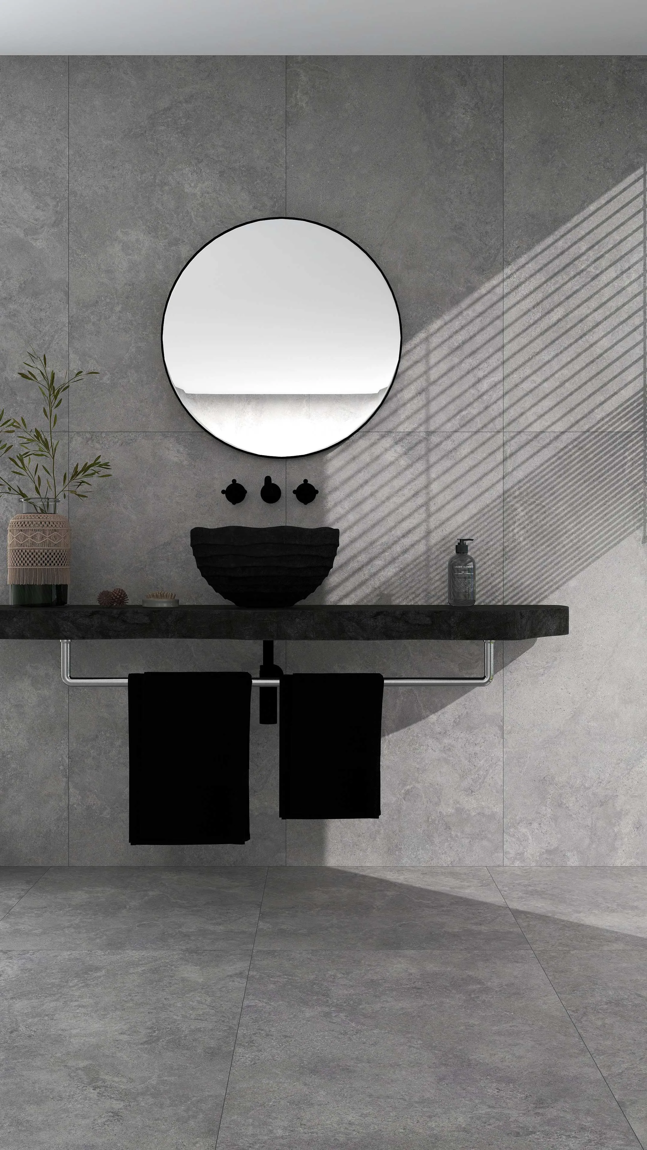 Soft Stone Grey Limestone-Inspired Cement-Look Porcelain Wall/Floor Tile