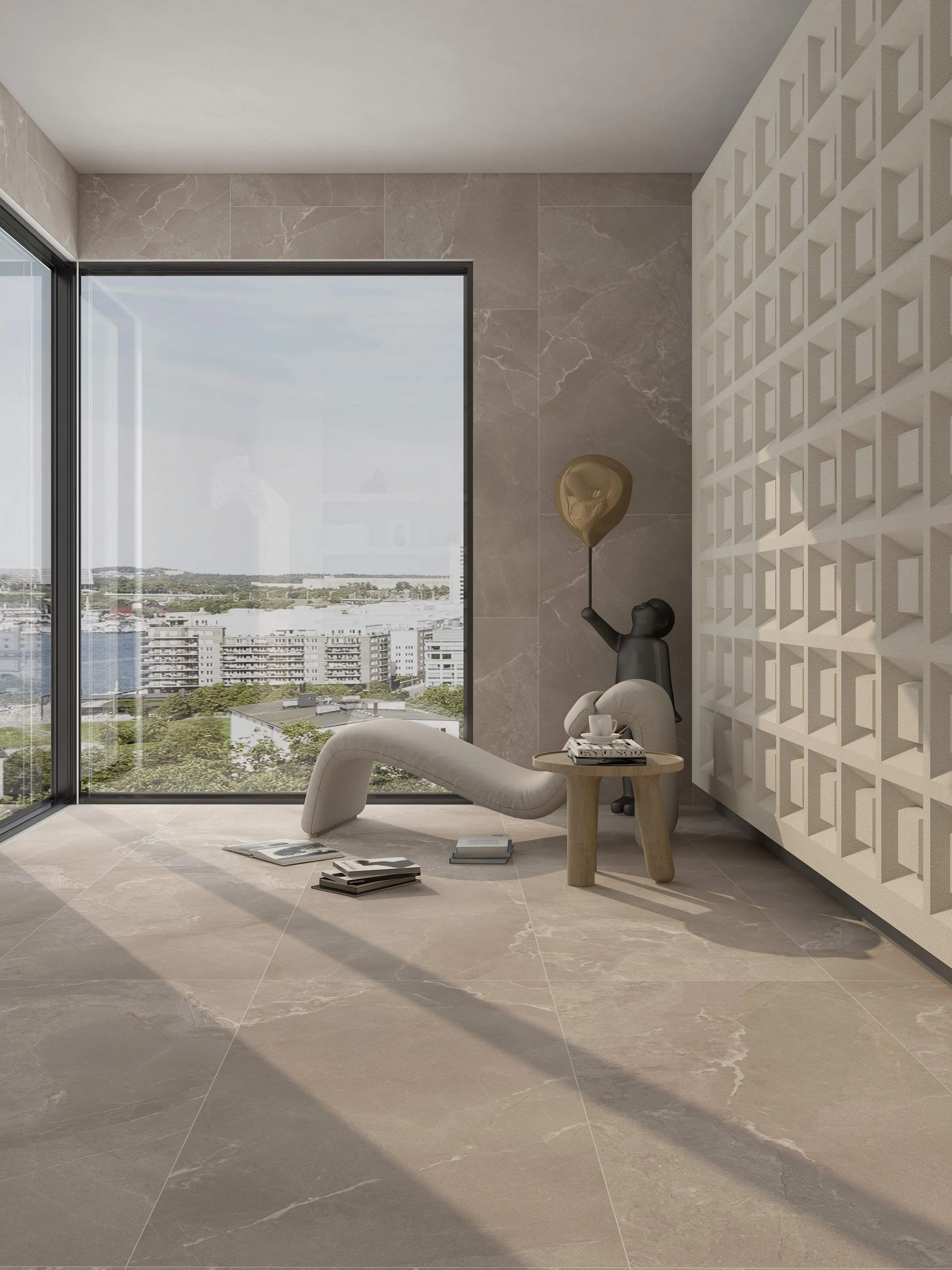 Soft Taupe Sandstone-Look Porcelain Wall/Floor Tile