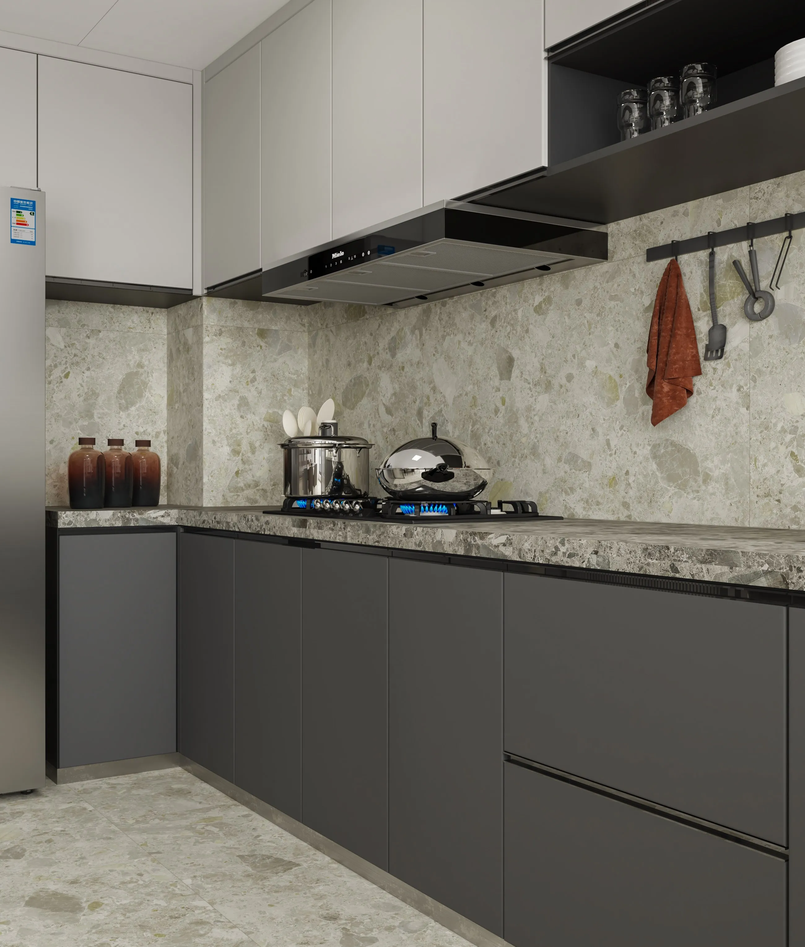 Pale Sage Green Onyx Stone Terrazzo-Look Porcelain Wall/Floor Tile