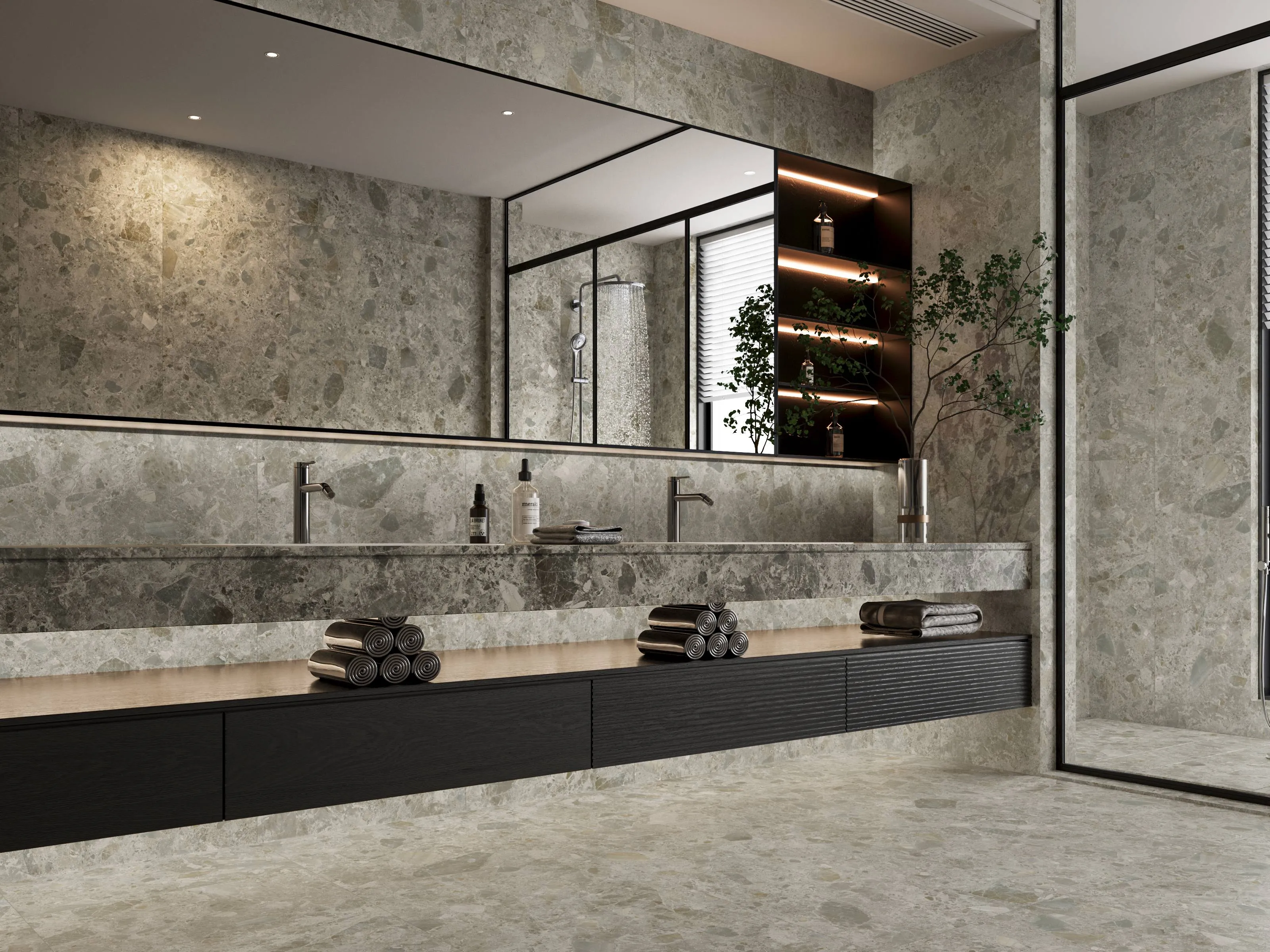 Soft Greige Onyx Stone Terrazzo-Look Porcelain Wall/Floor Tile