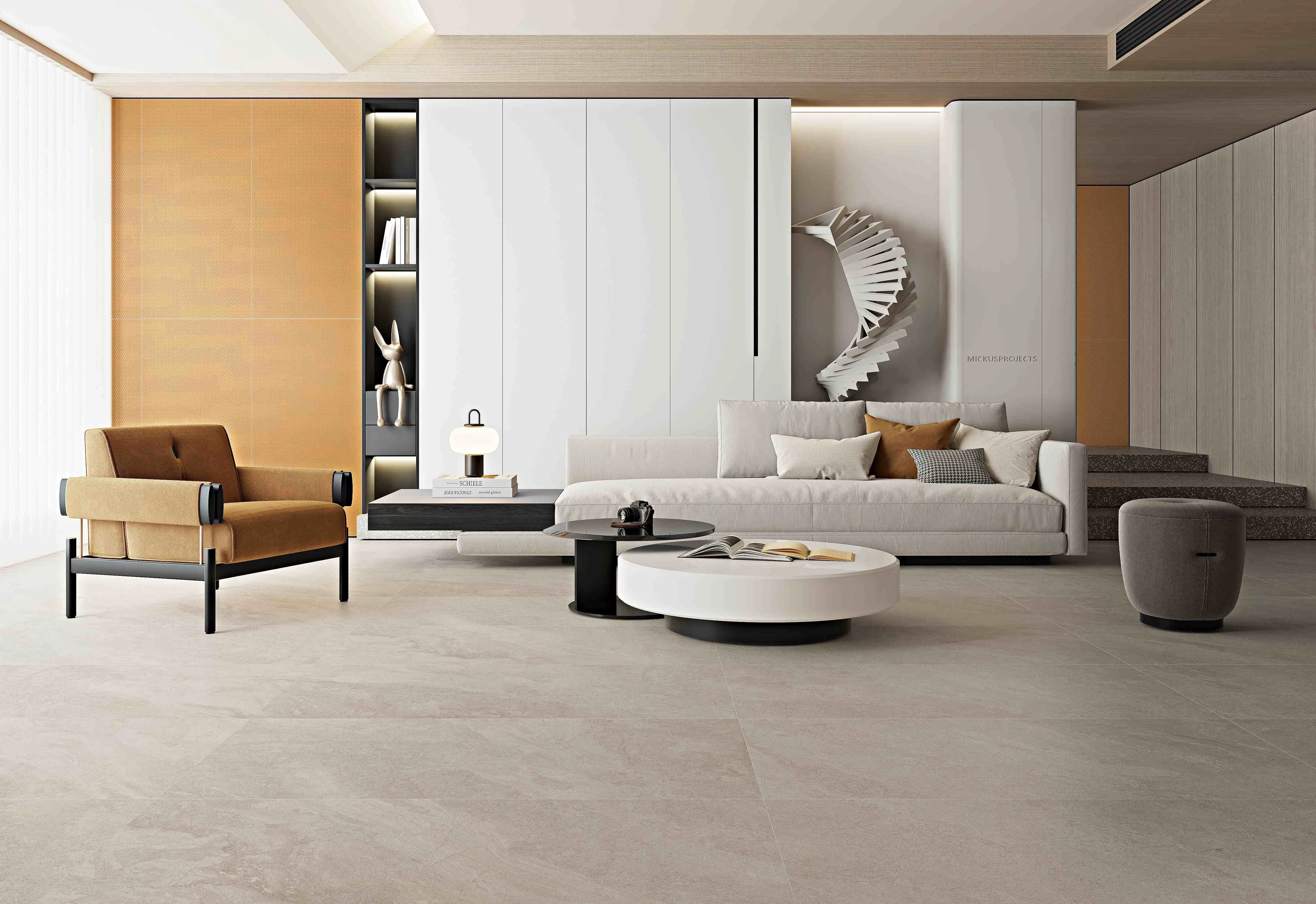 Ivory Beige Limestone Stone-Look Porcelain Tile for Wall and Floor