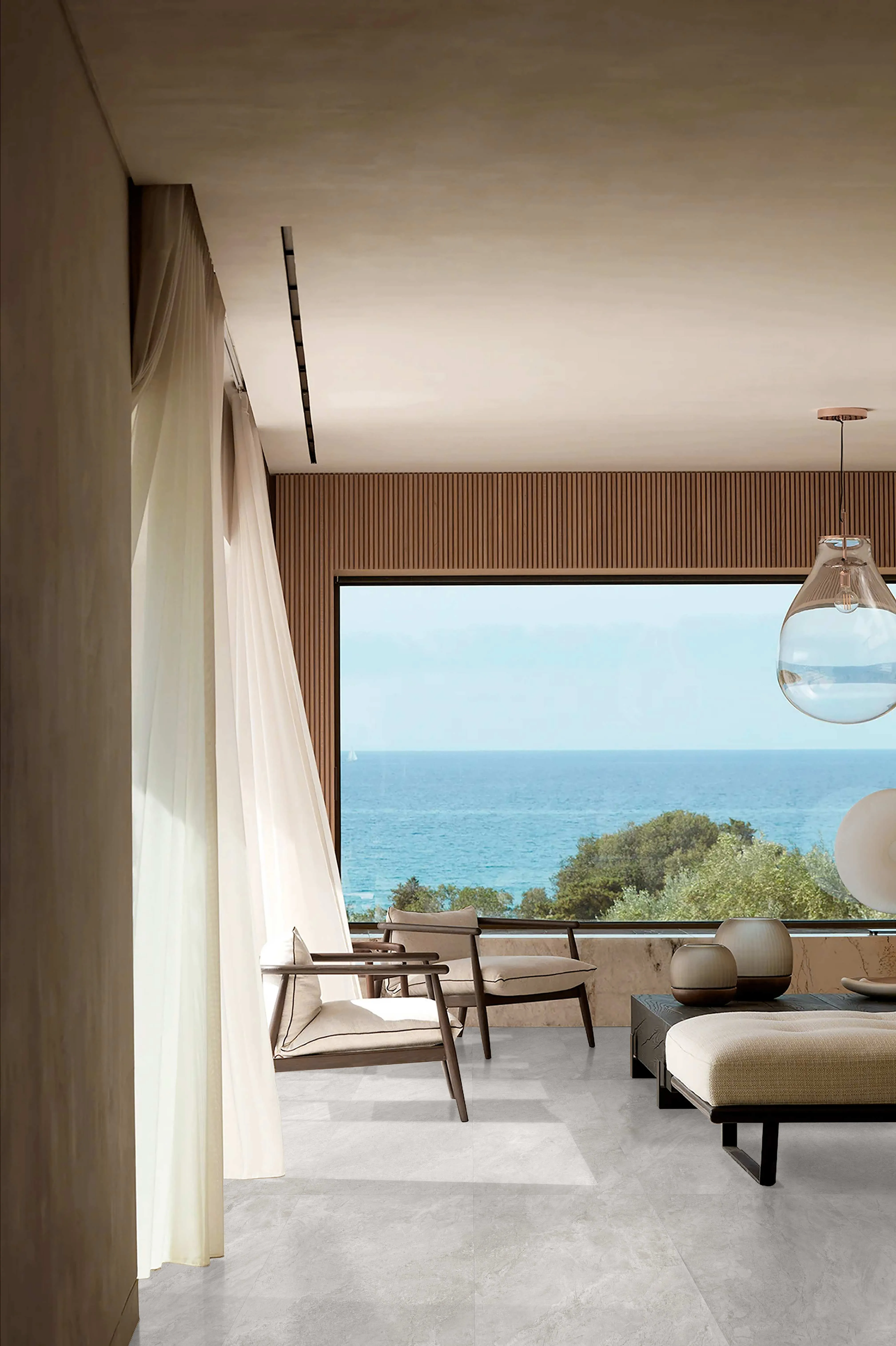 Mist Grey Limestone Stone-Look Porcelain Tile for Wall and Floor