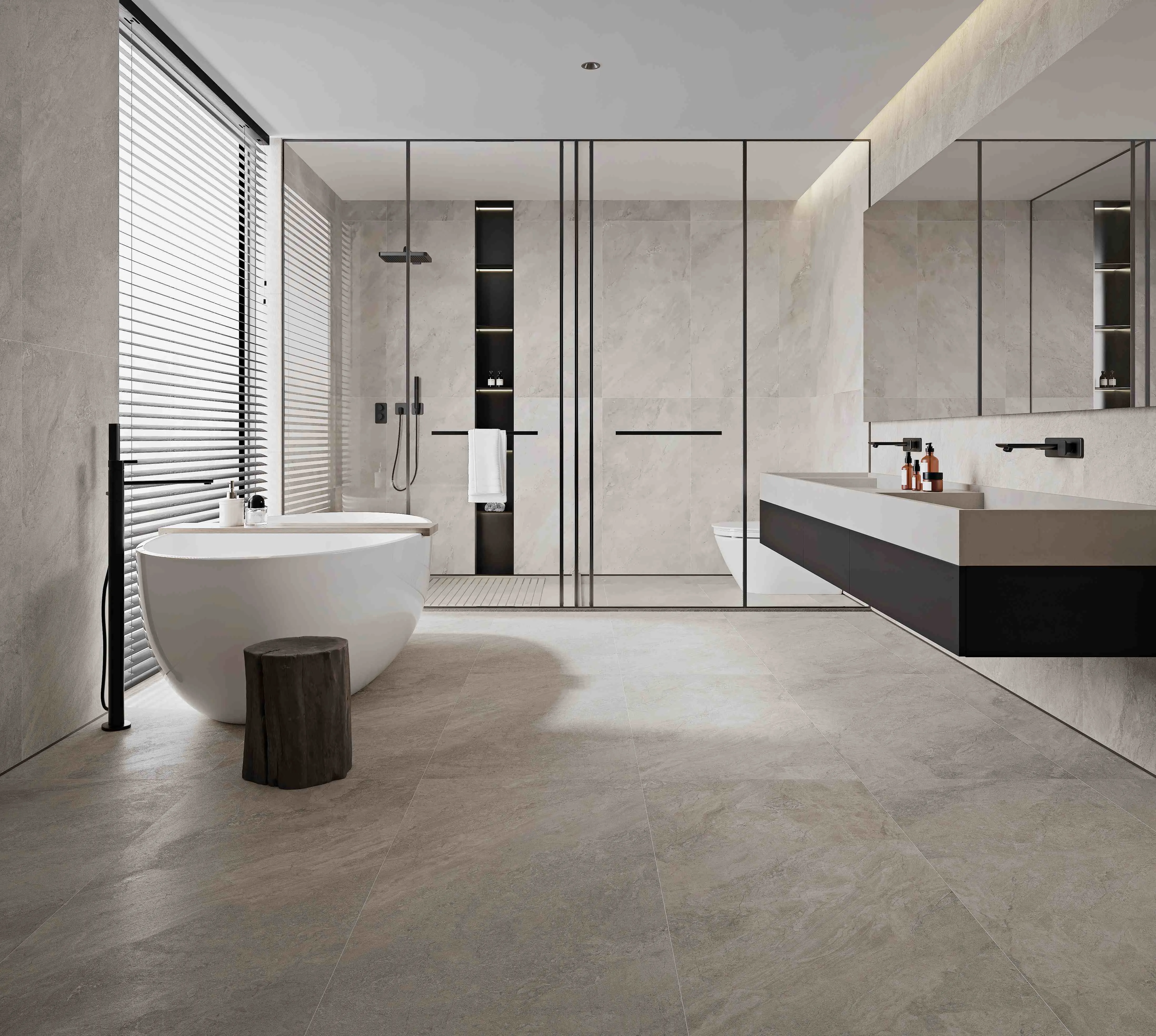 Ice Grey Limestone Stone-Look Porcelain Tile for Wall and Floor