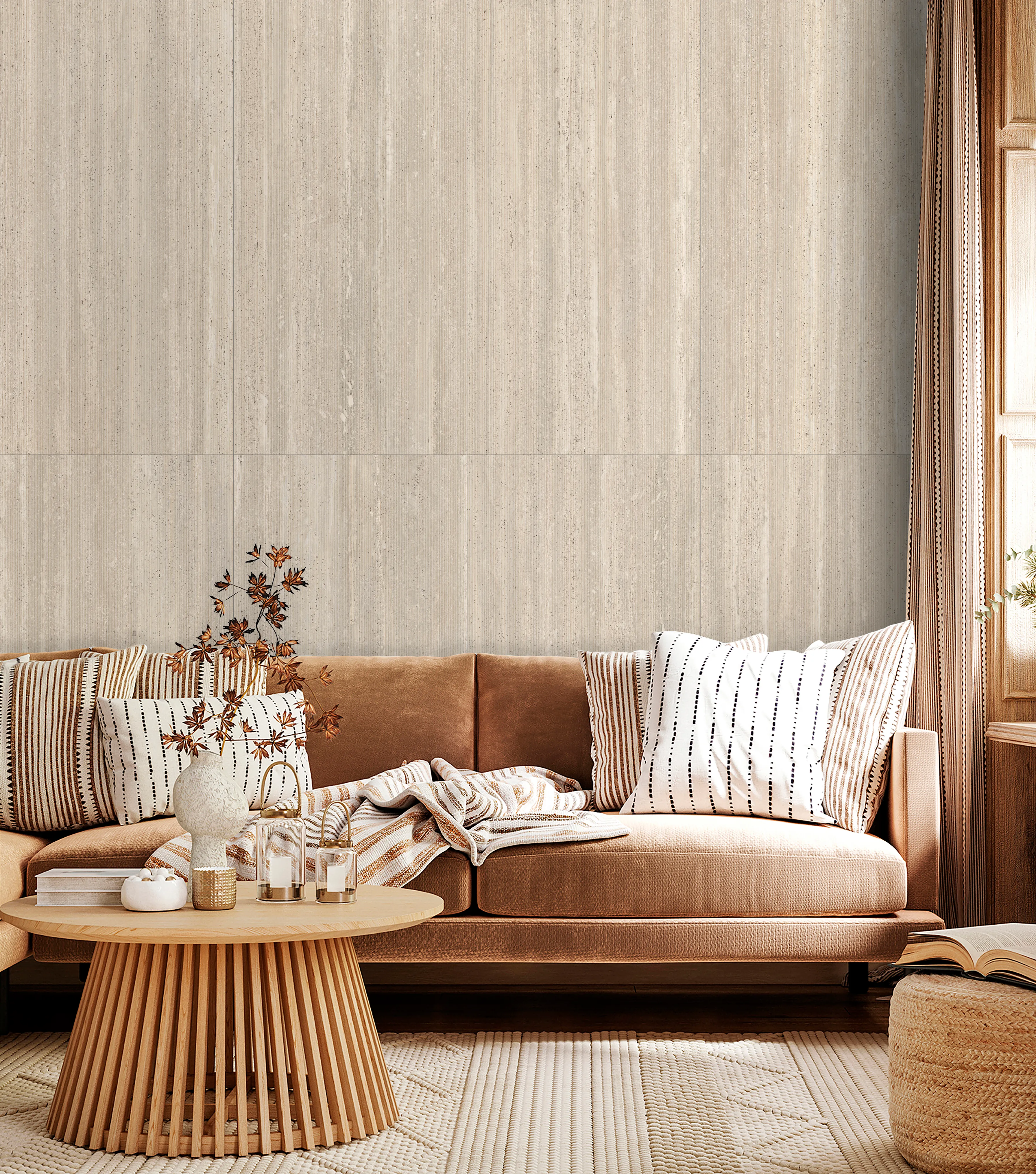 Ivory Beige Travertine-Look Porcelain Tile for Wall and Floor