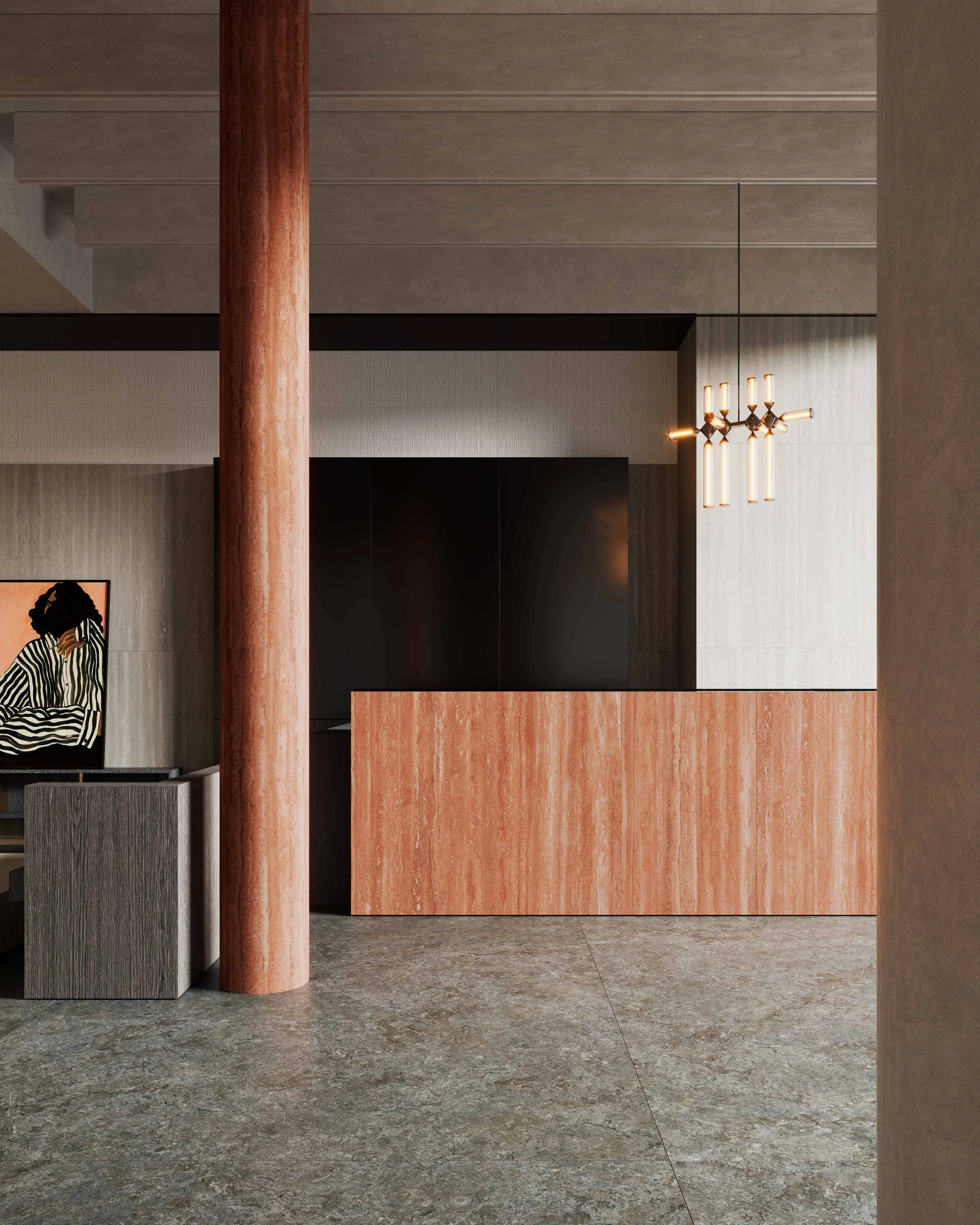 Terracotta Red Travertine-Look Porcelain Tile for Wall and Floor