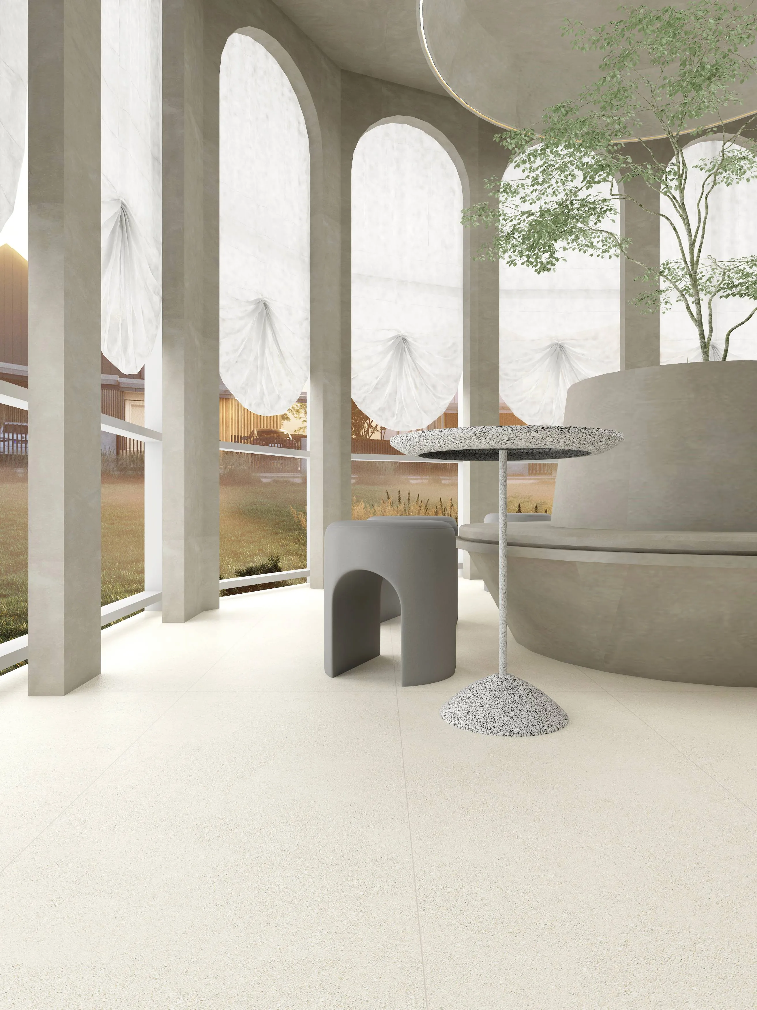 Soft Ivory Beige Solid Color Matte Porcelain Tile for Wall and Floor