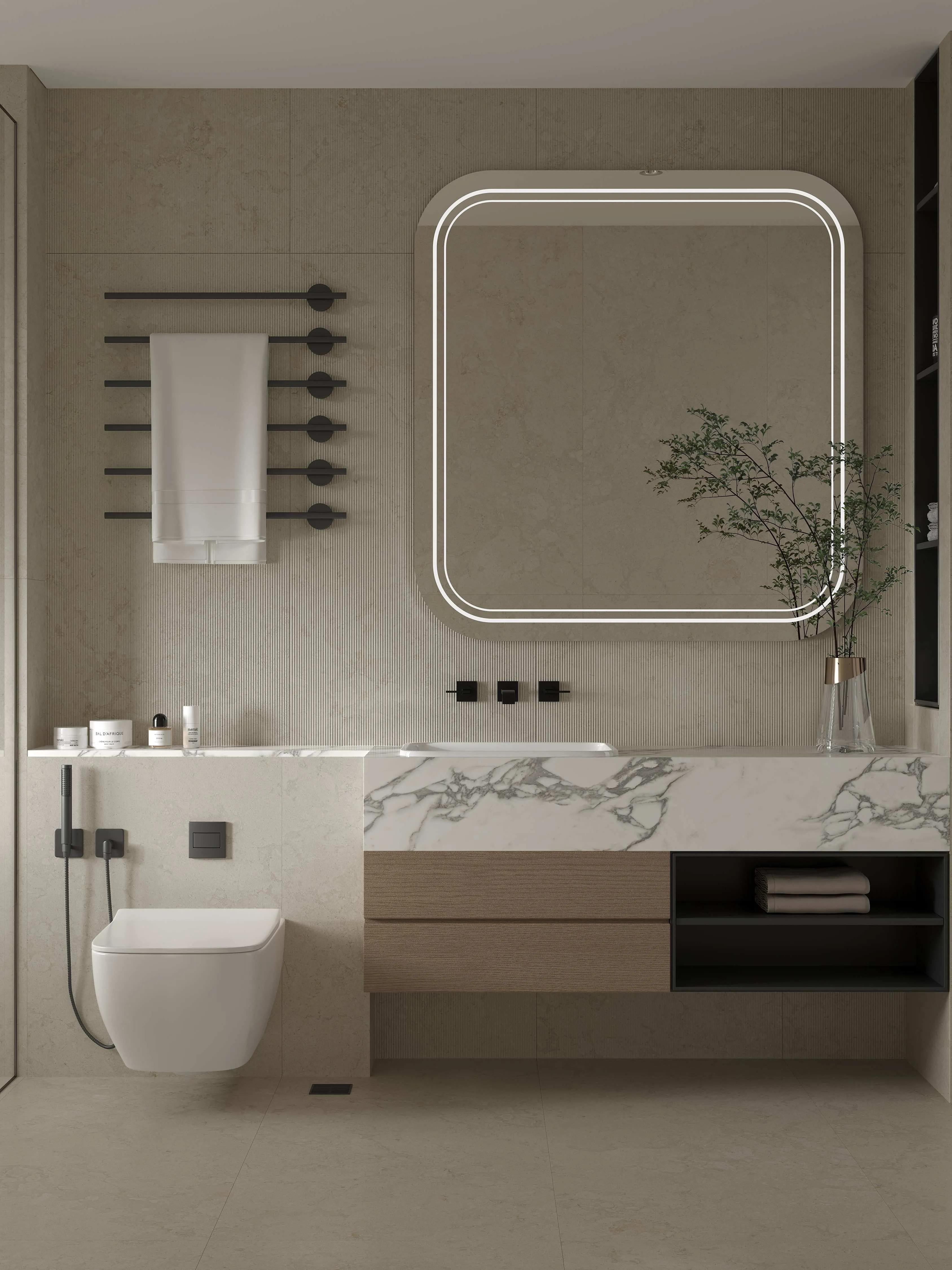 Soft Ivory Fossil-Look Porcelain Tile for Wall and Floor