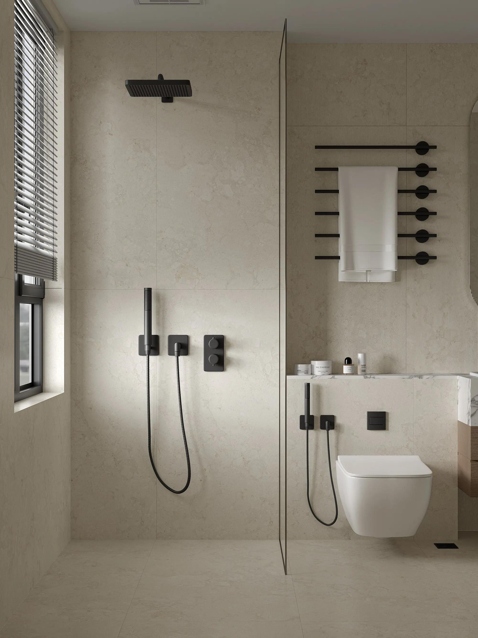 Warm Ivory Fossil-Look Porcelain Tile for Wall and Floor