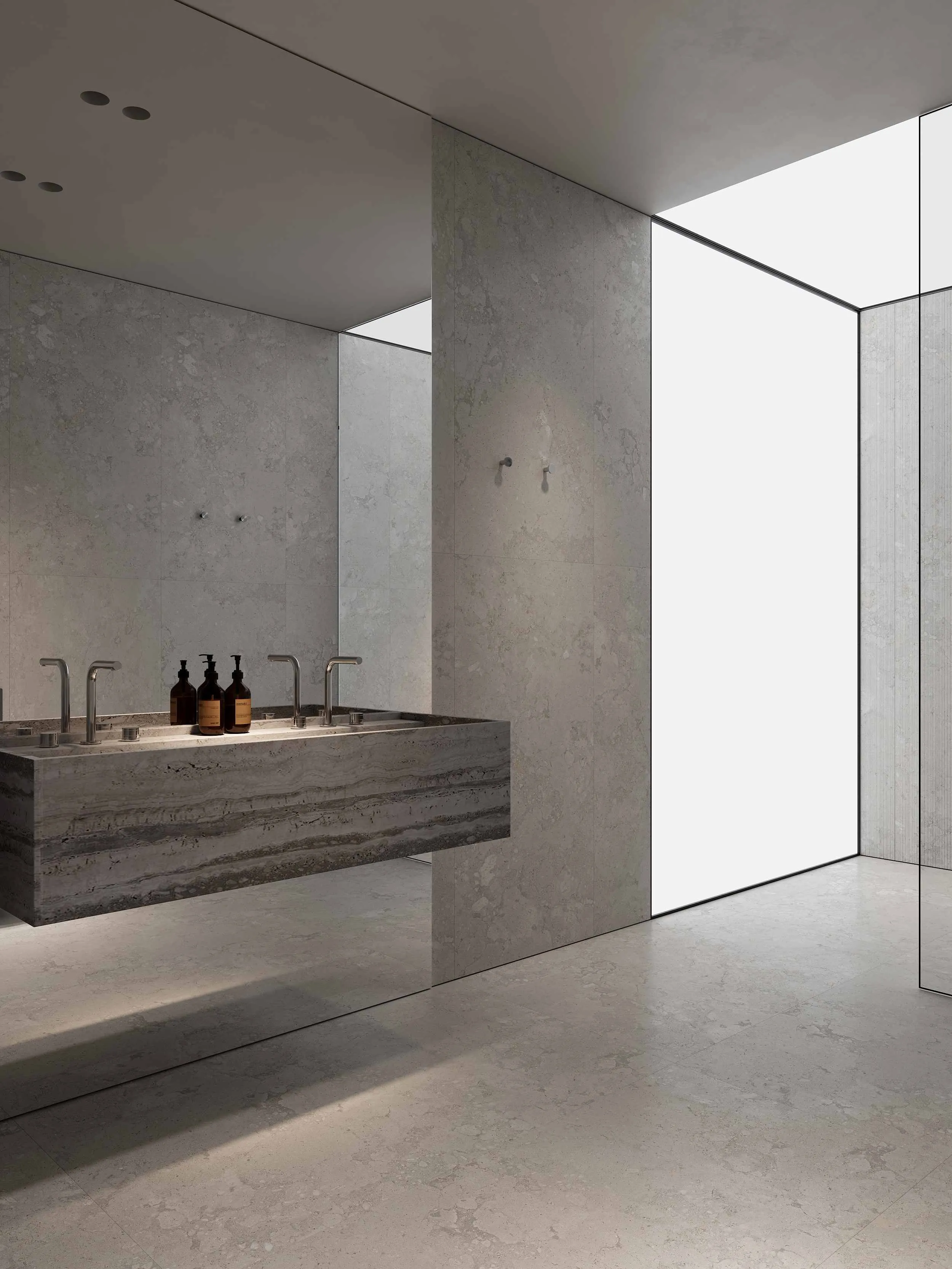 Soft Ivory Fossil-Look Porcelain Tile for Wall and Floor