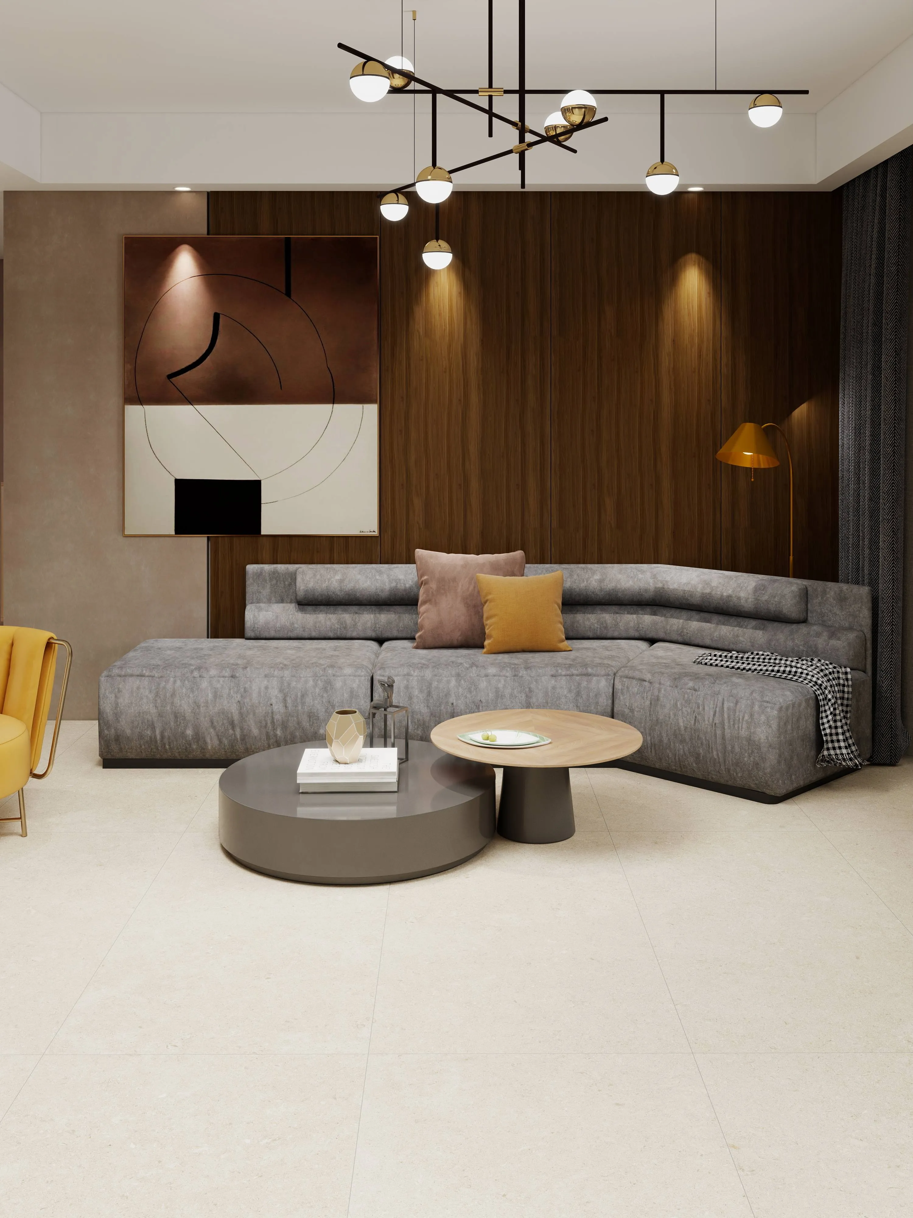 Soft Sand Beige Limestone-Inspired Cement-Look Porcelain Wall/Floor Tile