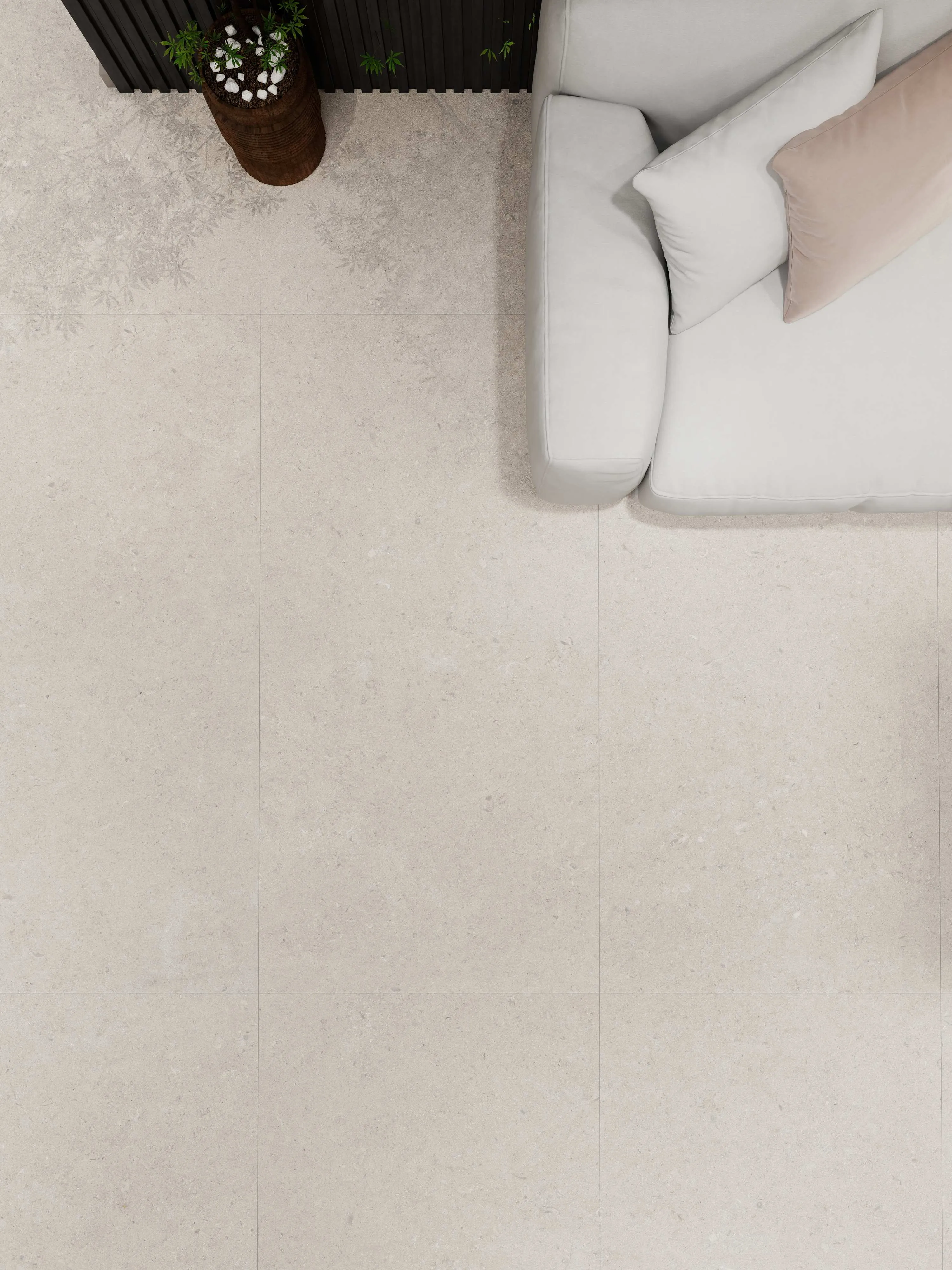 Light Sand Beige Limestone-Inspired Cement-Look Porcelain Wall/Floor Tile