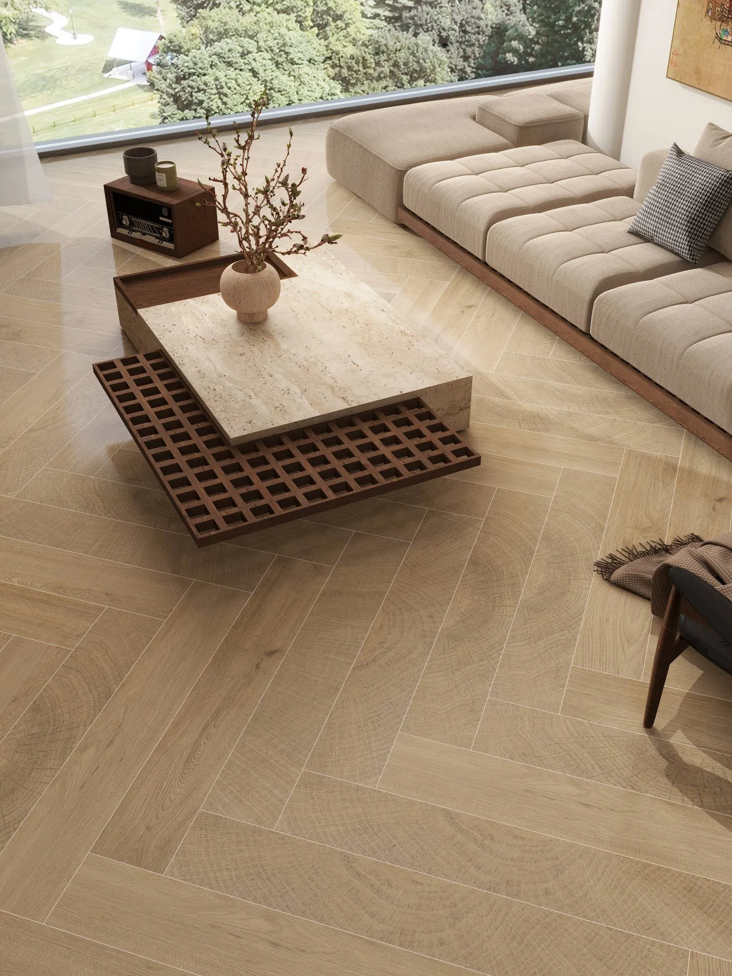 Soft Taupe Oak Wood-Look Porcelain Tile for Wall and Floor