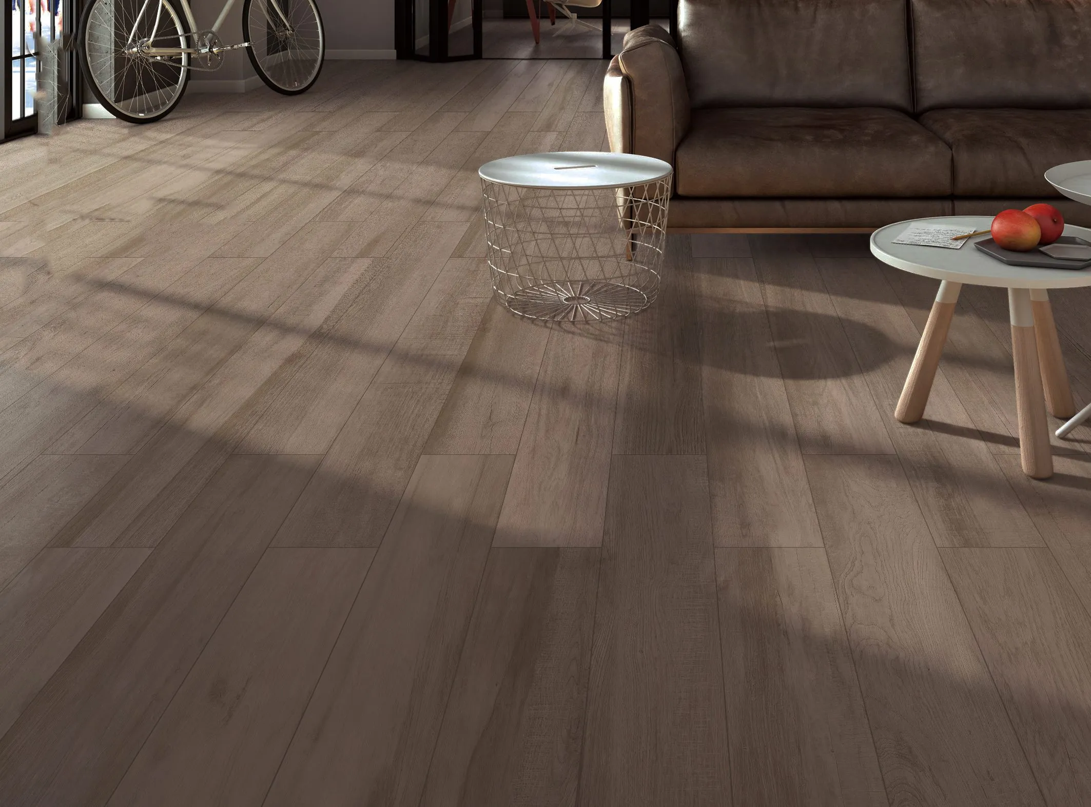 Taupe Greige White Oak Wood-Look Porcelain Tile for Wall and Floor