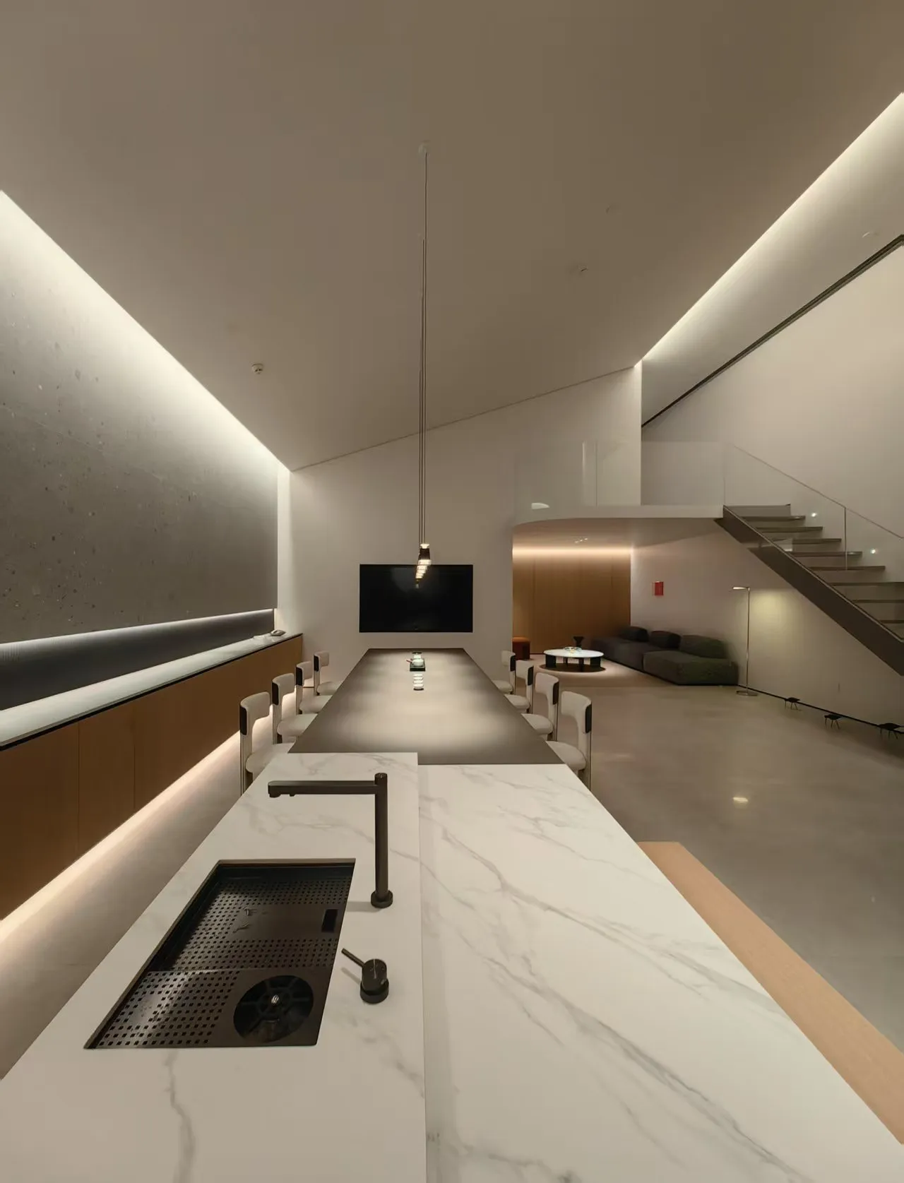 Warm Minimalism Interior Design Company with Beige Tiles