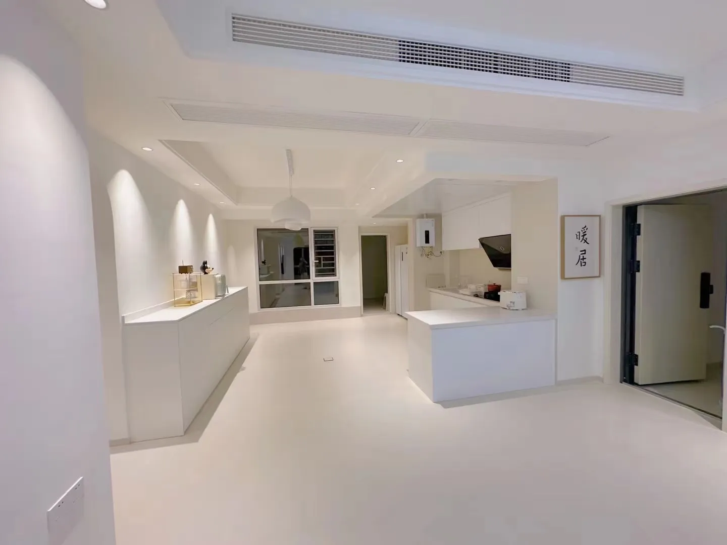 Modern Minimalist Apartment with Limestone Look Tiles