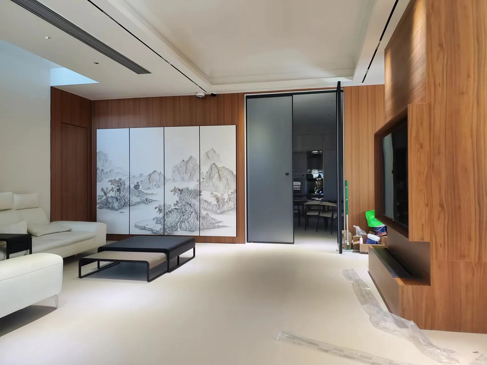 Neo Chinese Villa with Venetian Plaster Look Tiles - Neo Chinese Living Room with Venetian Plaster Look Tiles 5