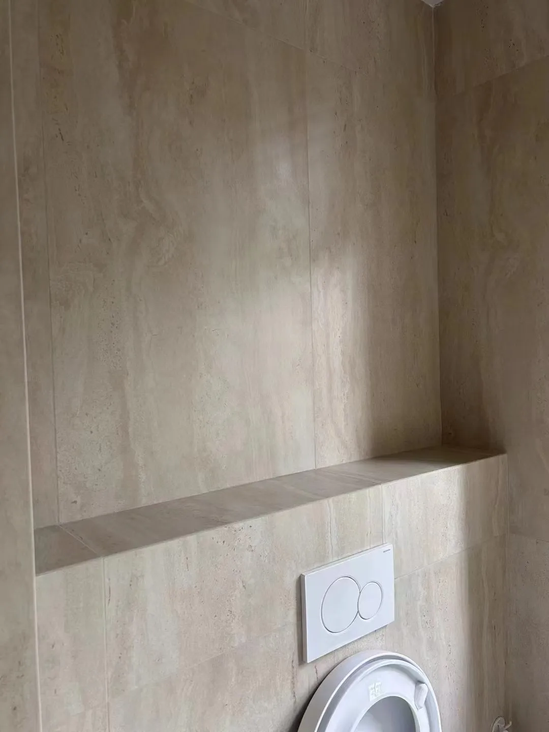 Quiet Luxury Bathroom with Travertine Look Tiles