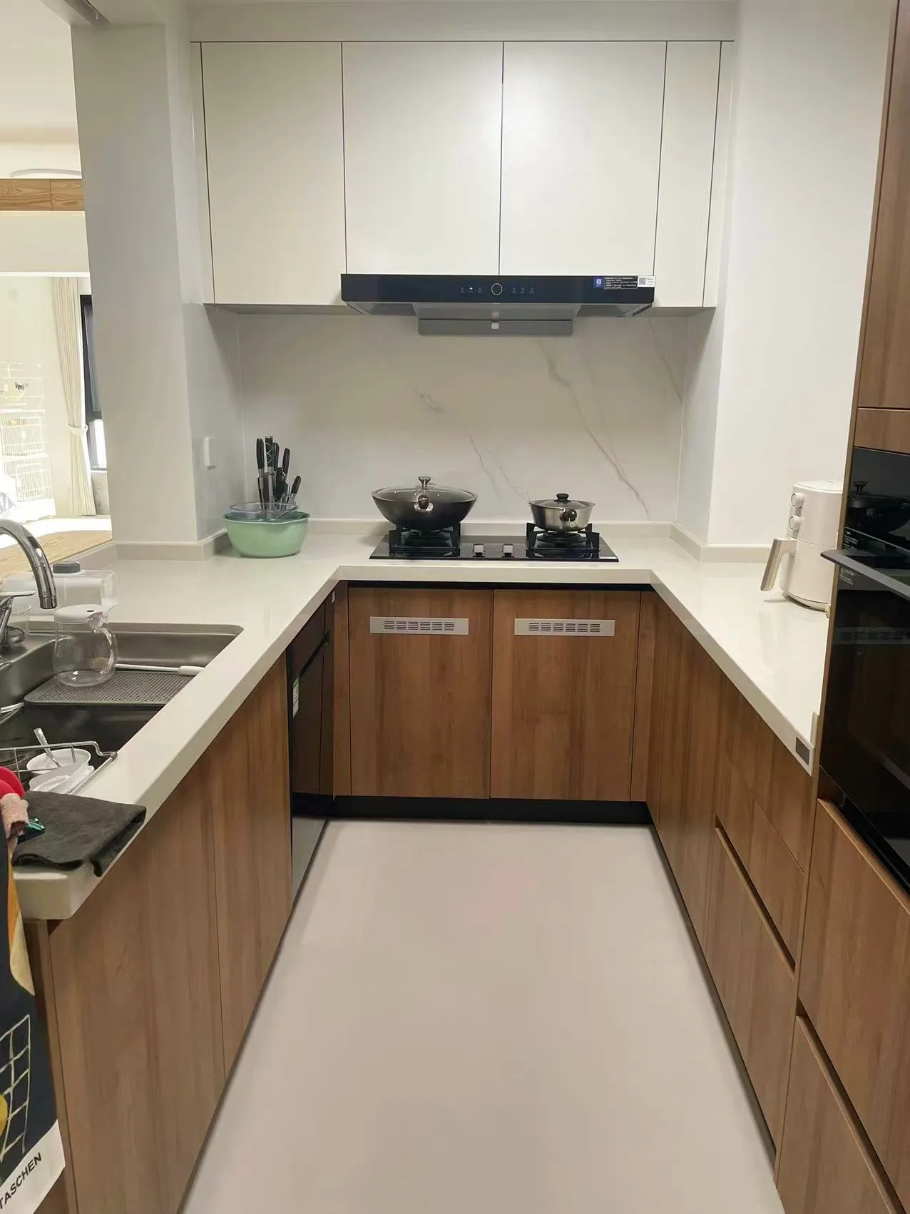 Warm Minimalism Apartment with Microcent Tiles - Warm Minimalism Kitchen with Microcent Tiles